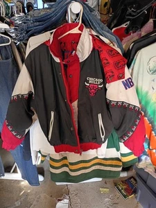 Vintage 90s Chicago Bulls Puffy Kids Large Jacket Pro Player NBA By Daniel Young - Picture 1 of 24