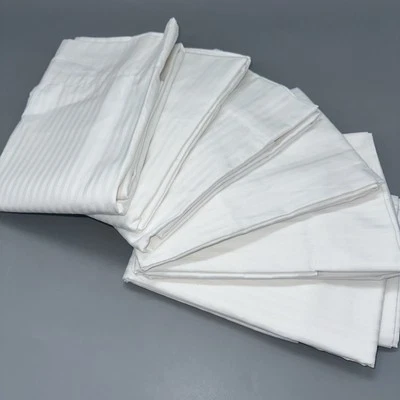 Juego de 6 fundas de almohada Hilton Hotel blanco satén rayas jumbo nuevas sin etiquetas Foto 1 de 3