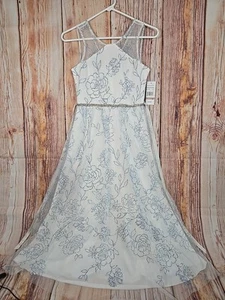 Tween Diva Girls Size 12 Sleeveless Bright Blue Glitter Ballgown MSRP $94.00 - Picture 1 of 9