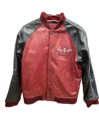 CHEVIGNON Leather stadium jacket Size: 42 Red x black Men - Image 1 of 4