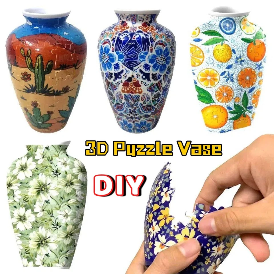 3D Puzzle Vase DIY Flower Arrangement Vase Waterproof Flower Vase Jigsaw Decors - image 1 of 4