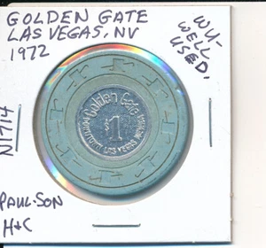1 $ CASINO CHIP - GOLDEN GATE LAS VEGAS NV 1972 PAUL-SON H&C #N1714 WU COND - Bild 1 von 2