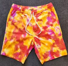 Forever 21 Mens Shorts Extra Small XS Orange Red Tie Dye 4 Pockets Casual Lounge