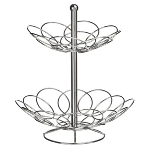 Ellipse 2 Livelli Cromato Cesto Frutta Livelli Espositore Dessert per Feste ed E - Foto 1 di 1
