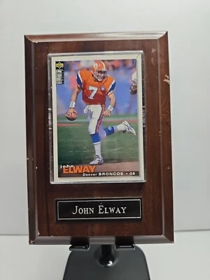 Tarjeta John Elway Denver Broncos en placa de madera Foto 1 de 3