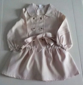 Baby Mädchen beige zweireihiger Trenchcoat mit Gürtel Größe 12-18 Monate neu ohne Etikett - Bild 1 von 3