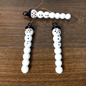 Snowman Icicle Art Glass 5” Christmas Ornaments - Set of 3 - Picture 1 of 3