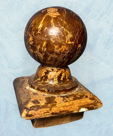 Antique Wood Finial Turned Wood For Bed Stairs Fence Newel post round ball 6” Cover