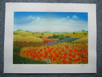 Stefanek Farbserigraphie "Mohn im Kornfeld" signiert + nummeriert I / XXXV - Bild 1 von 4