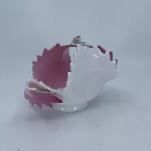 Antique 1800's Victorian Cased Pink&White Glass Scalloped edge handkerchief bowl - Picture 1 of 16