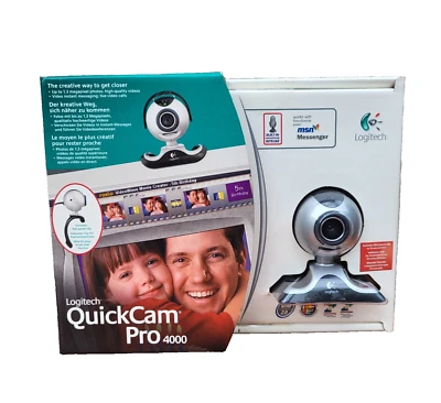 Logitech Quick Cam Pro 4000 Built in Microphone Webcam Silver USB 2.0 New in Box - Image 1 of 2
