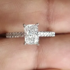 GIA Certified 1.30 Ct Radiant Cut Diamond Engagement Ring in Hallmarked Platinum - Picture 1 of 8
