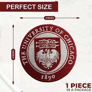 University Of Chicago Logo Iron On Patch-Sew On Patch - Embroidered Patch 4"x4" - Picture 1 of 5
