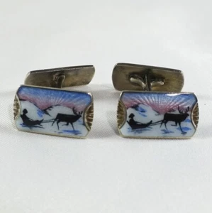 skandinavische Emaille Manschettenknöpfe Emaile 925 Silber enamel /CU 291(8) - Bild 1 von 6