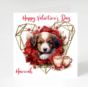 Personalised Valentine's Day Card for Wife, Husband, Puppy Valentine's Day card - Picture 1 of 3
