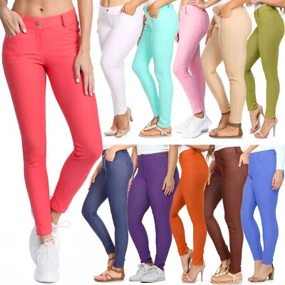 Mujer 5 Bolsillos Color Jeggings Elásticos Pantalones Jeans Leggings Talla Grande Incluida Foto 1 de 4
