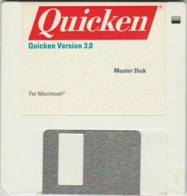 Quicken Version 3.0 Master Disk for Macintosh by Intuit ~ 3.5 disk ~ 1991 - Image 1 of 2