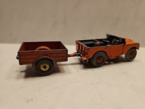 DINKY 27d LAND ROVER  BROWN  NEEDS WINDSCREEN & SPARES TYRE + TRAILER - RARE