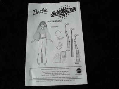 MATTEL TOYS BARBIE DOLL JAM"N GLAM INSTRUCTION MANUAL BOOK PHOTO COPY 2001 - Image 1 of 3