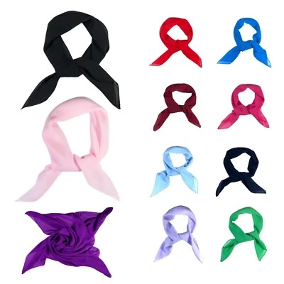 Square Chiffon Scarves Women Plain Neck Scarf 50s Retro lightweight Bandana Wrap