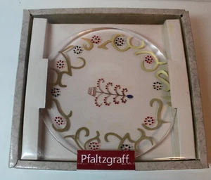 Pfaltzgraff Holiday Gold Christmas Dessert Plates Etched Hand Painted Glass/New! - Picture 1 of 4