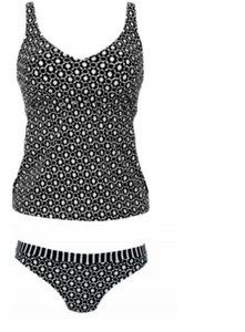 Anita Rosa Faia Black Tankini Set 32C Underwired top & adjustable deep briefs - Picture 1 of 7