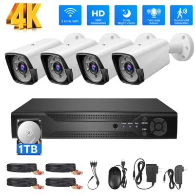4K 5MP Lite 8CH DVR Security Camera System Kit 1080P Outdoor with Hard Drive 1TB - Image 1 of 4