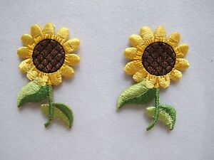 #3903 Lot 2 Pcs Sun Flower Embroidery Iron On Applique Patch