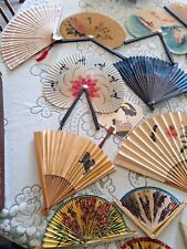 Vintage & Antique Lot of 19 Chinese Asian Oriental  Folding Travel Hand Fans 80