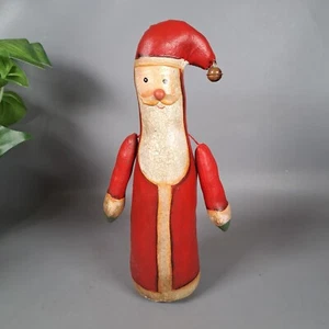 victorian leather articulated and hand painted weighted santa toy with bell - Picture 1 of 5