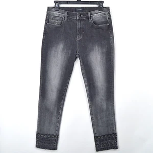Driftwood Jeans Womens Size 30 Black Jackie Ankle Skinny Embroidered Cuff Aztec - Picture 1 of 13