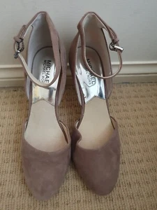 Michael Kors Suede Grey Leather Ankle strap Heel Shoes Size 7.5M Exc Condition - Picture 1 of 5