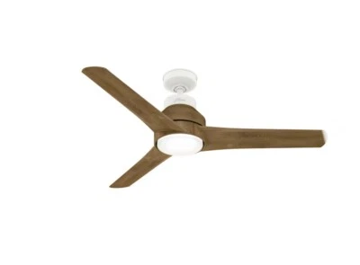 Hunter 52" Matte White 3 Blade Outdoor Damp LED Remote Ceiling Fan - Image 1 of 2