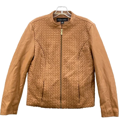 Chaqueta Colleen Lopez Tejida Imitación Cuero Mujer Pequeña Y2k Años 70 Moto Chic Oficina Años 90 Foto 1 de 4