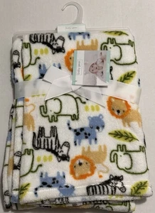 New Baby Gear Jungle Elephant Lion Zebra Zoo Safari Plush Baby Blanket 30 X 36 - Picture 1 of 2