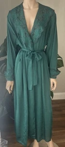Victoria’s Secret Vintage Gold Label Long Robe Emerald Green Sz P/S - Picture 1 of 10