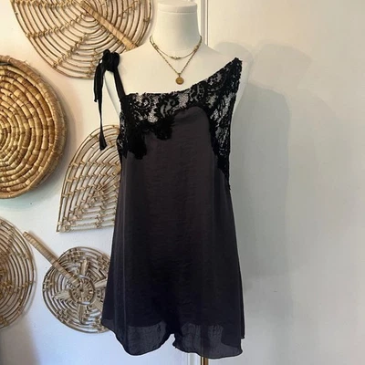 Y2K винтажный интимно свободных людей черный кружевной скольжения Детский комбинезон белье WhimsyGoth S - Изображение 1 из 4