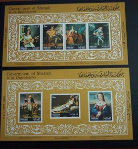 EXT RARE 1967 “ONLY 8 KNOWN” SHARJAH “UNISSUED” 02 SOUVENIR SHEETS MNH - Picture 1 of 2