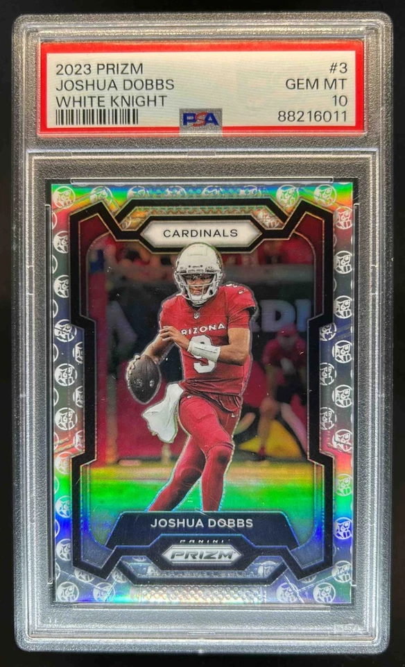 2023 Prizm Joshua Dobbs White Knight #3/3 Cardinals PSA 10 - Image 1 of 2