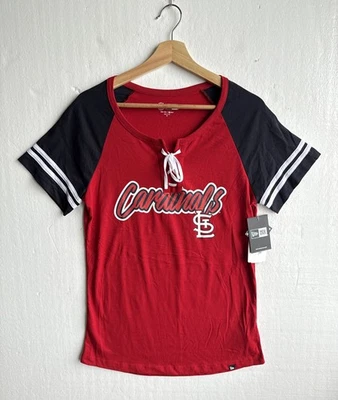 NWT New Era Women's Red St. Louis Cardinals Gameday Lace Up T-Shirt Size Medium - Image 1 of 4