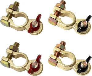Brass Marine Grade Battery Terminal Top Post, 2 Pairs Battery Terminal Connector - Picture 1 of 2