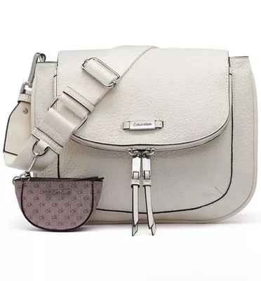 Calvin Klein Zulle Crossbody Bag Cherub White NWT w/ Minor Scuff Zip Organizer - Image 1 of 4