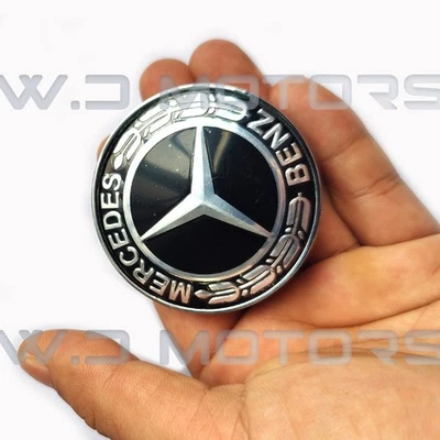 Flat Hood Bonnet Emblem Star Badges For Mercedes-Benz W203 W204 W202 W208 57MM - Image 1 of 4