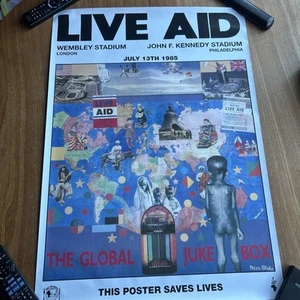 Live Aid 1985 Concert Poster. Designed By Peter Blake. Band Aid Original. Queen - Imagen 1 de 24