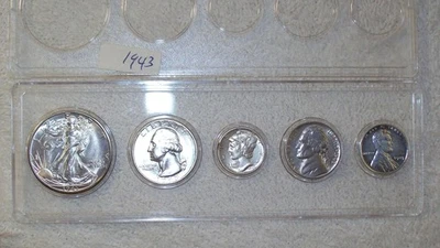 1943  PHILADELPHIA MINT SET WITH SILVER NICKEL AND STEEL CENT - Image 1 of 4
