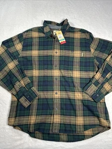 Woolrich Shirt Mens 2XL Green Brown Plaid Button Down Ultimate Flannel NWT - Picture 1 of 10