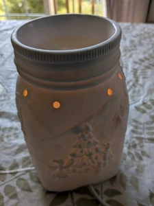 Scentsy Let It Snow!  Warmer Winter Snowman Mason Jar Christmas Retired In Box - Picture 1 of 16