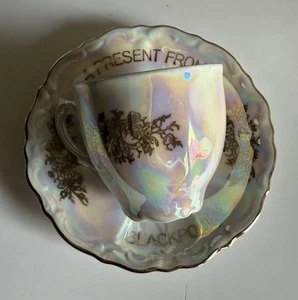 Vintage Fortuna Eisenberg Porcelain Cup & Saucer “ A Present From Blackpool” - Picture 1 of 5