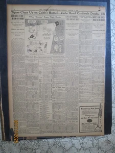Periódico de béisbol Ty Cobb 2 TIGRES LIMPIEZA EN MAZORCAS HOMER - Imagen 1 de 1