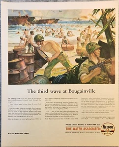 Aceite de motor Veedol 1944 anuncio vintage la tercera ola en Bougainville - Imagen 1 de 1